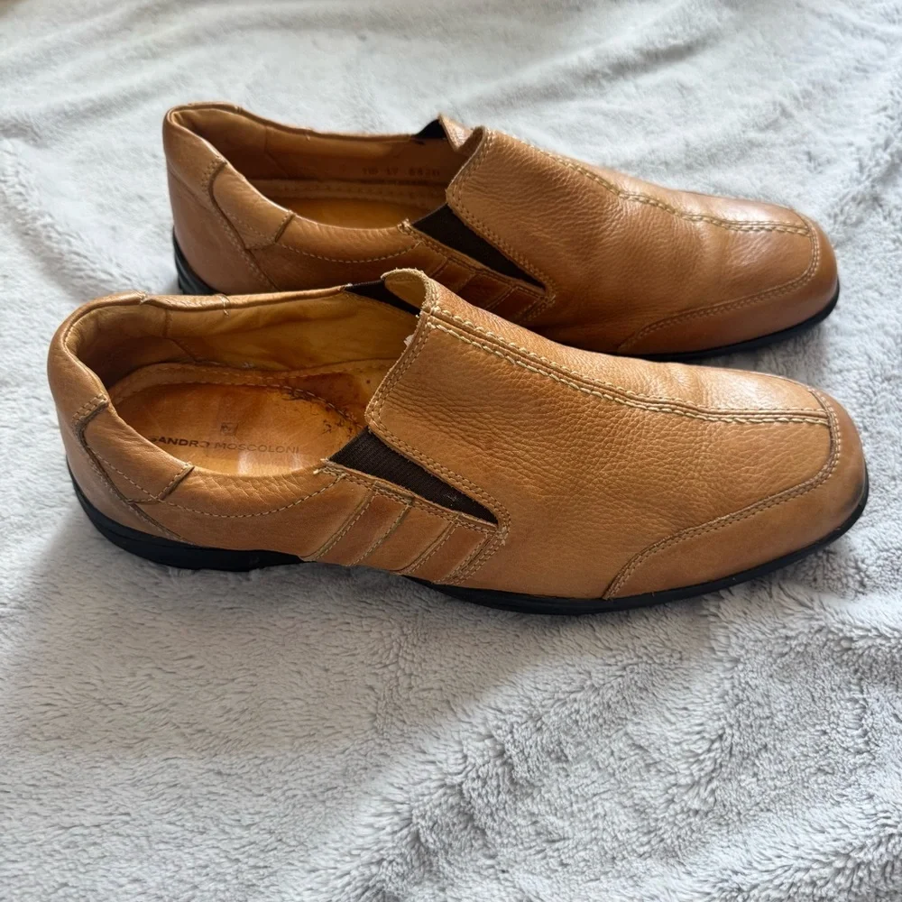 Sandro Moscoloni Men’s Leather Loafers Size‎ 11D | Tan Slip-On Shoes